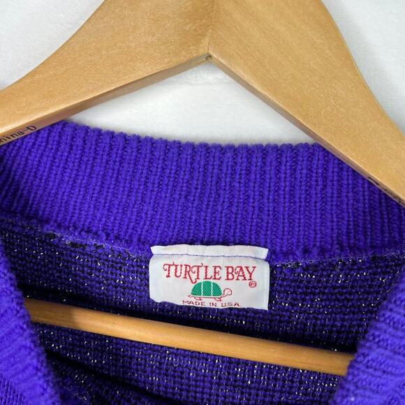 Vintage Turtle Bay Purple Metallic Zebra Sweater Small - Picture 11 of 15